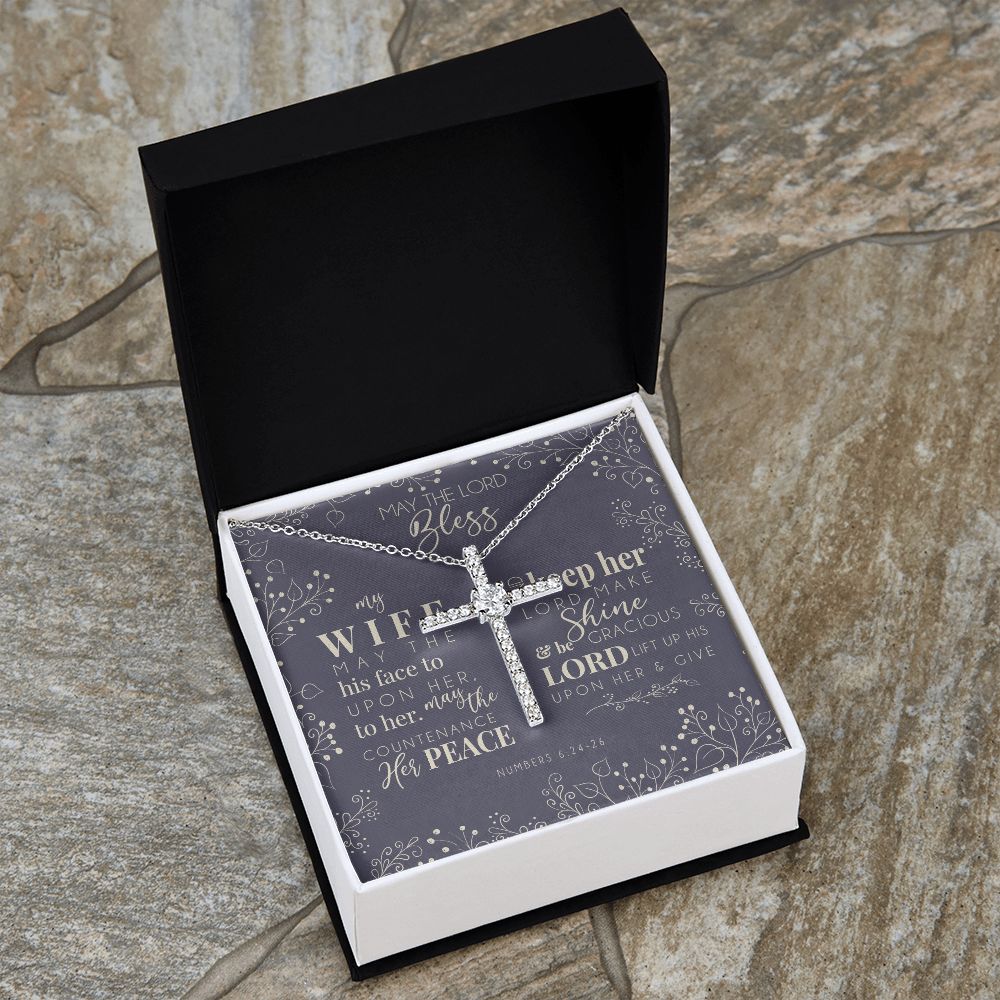 CZ Cross Necklace - For My Blessed Wife