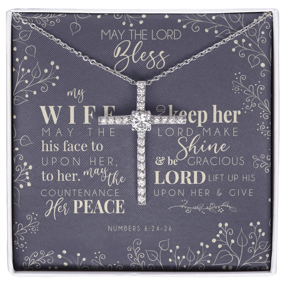 CZ Cross Necklace - For My Blessed Wife
