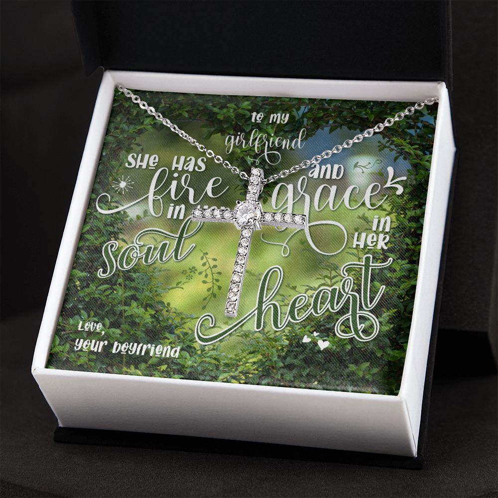 Girlfriend Cross Necklace - Fire in Soul & Grace in Heart