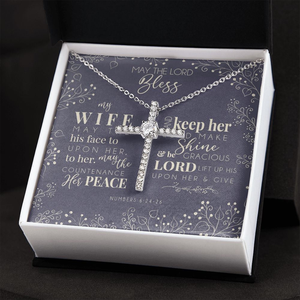 CZ Cross Necklace - For My Blessed Wife