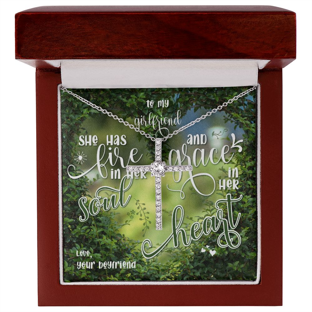 Girlfriend Cross Necklace - Fire in Soul & Grace in Heart