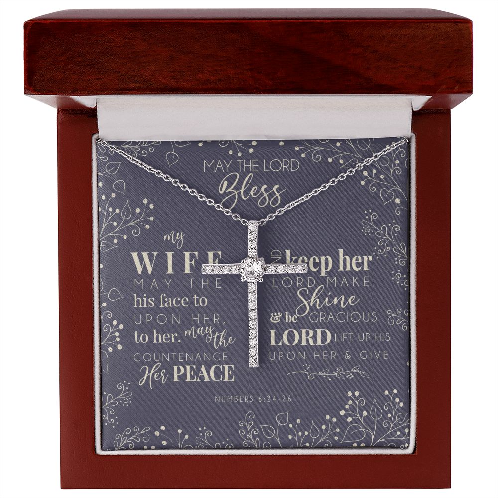 CZ Cross Necklace - For My Blessed Wife