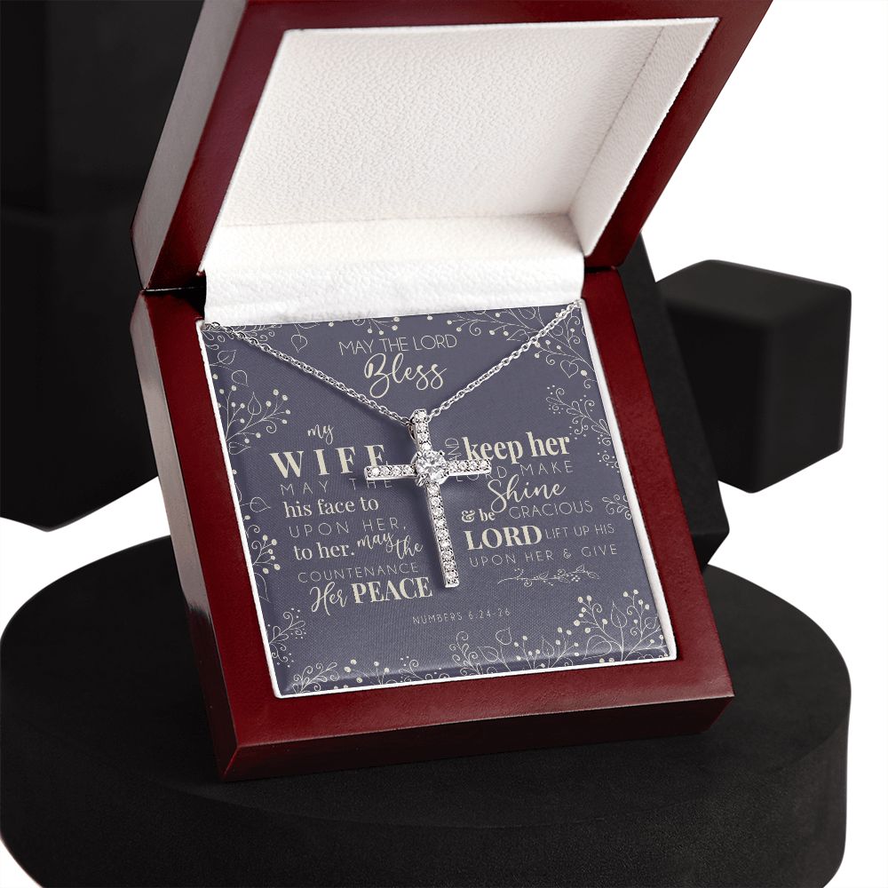 CZ Cross Necklace - For My Blessed Wife
