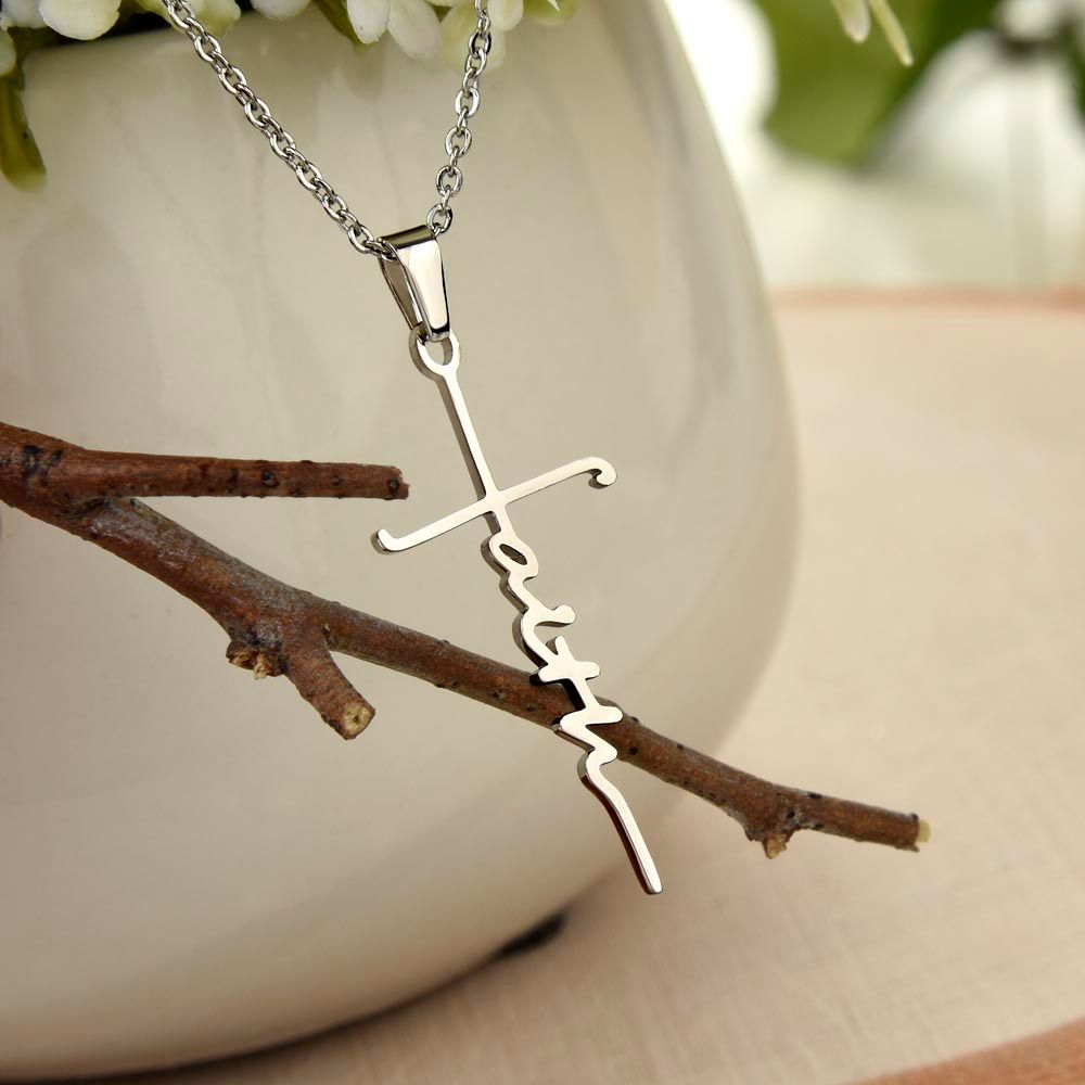 Faith Cross Necklace - Faith, Hope, Love For Wife