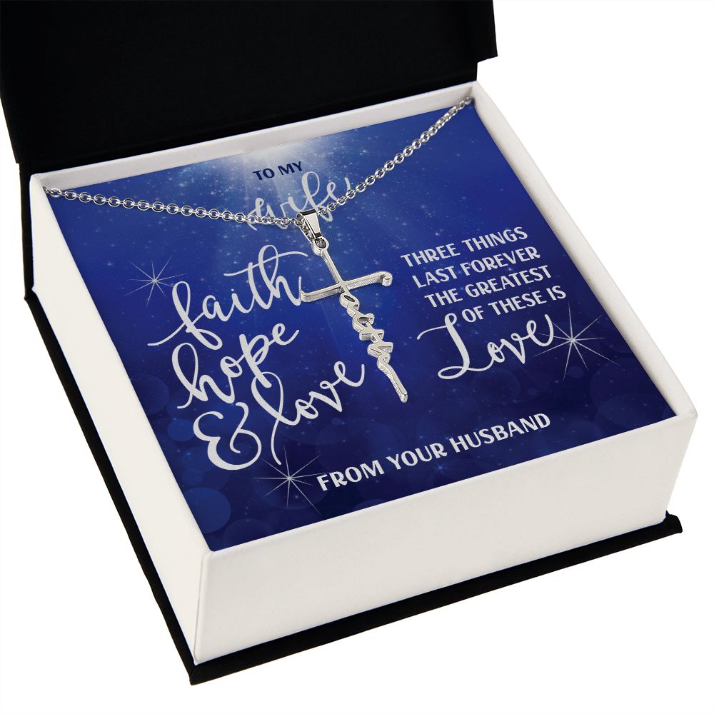 Faith Cross Necklace - Faith, Hope, Love For Wife