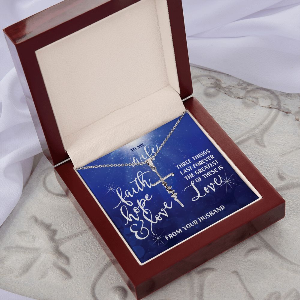 Faith Cross Necklace - Faith, Hope, Love For Wife