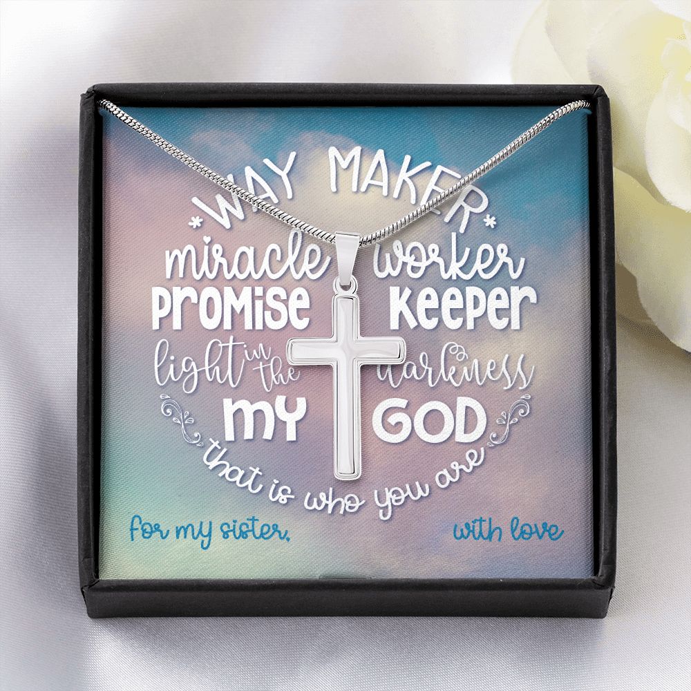 Way Maker Cross Necklace - For Sister
