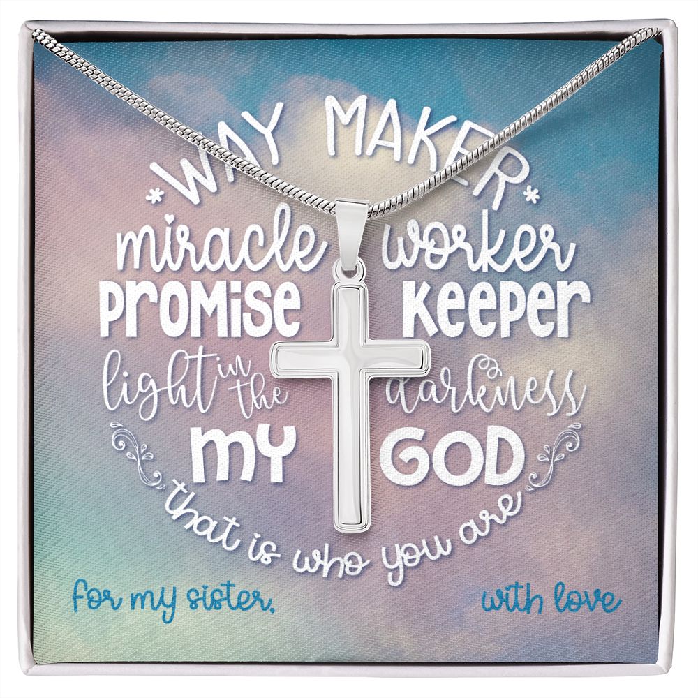 Way Maker Cross Necklace - For Sister